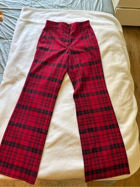 Ann Taylor Red & Black Plaid Wide-Leg Pants — Size 2, worn once